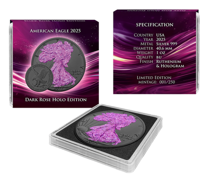 2025 U.S. Eagle Dark Rose Holo Edition 1 oz Silver Coin