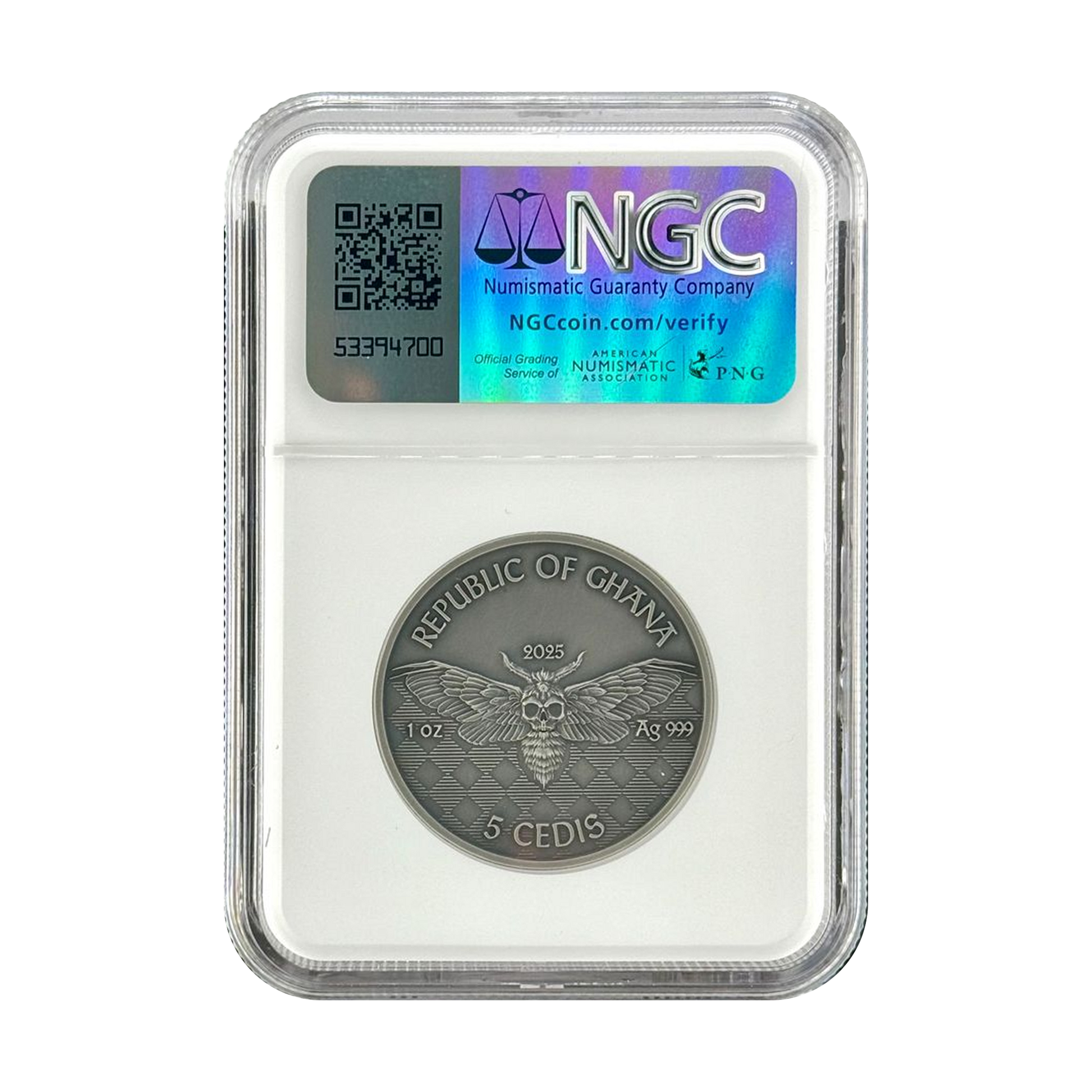 2025 Ghana Memento Mori Pirate 1 oz Silver Coin - Antiqued First Release - NGC MS70 - CoinsTV