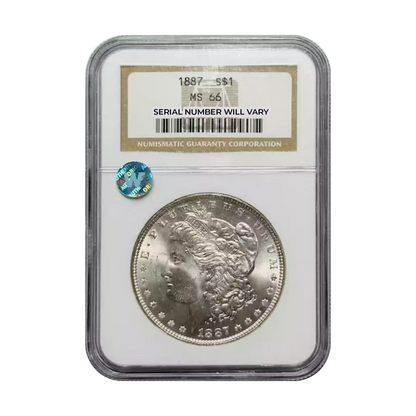 1887 Morgan Silver Dollar Philadelphia - NGC MS66 Sight White