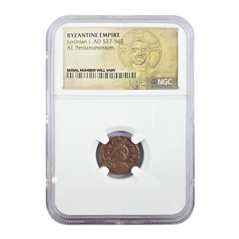 Pentanummia of Justinian I Byzantine Empire NGC (MG) - CoinsTV