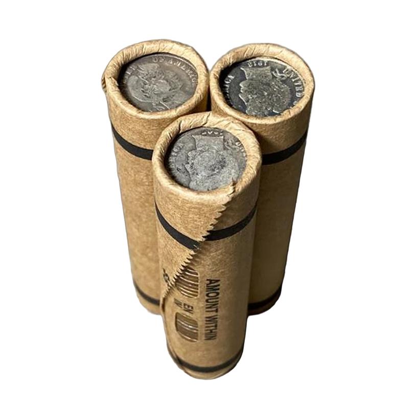 Lincoln Wheat Cent and Barber Dime Circulated - Brown Window Bank Wrapped Roll - CoinsTV