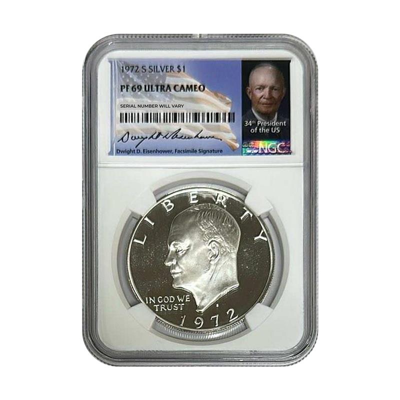 1972 S Eisenhower Silver Dollar San Francisco - NGC PF69 UCAM Eisenhower Signature Label - CoinsTV