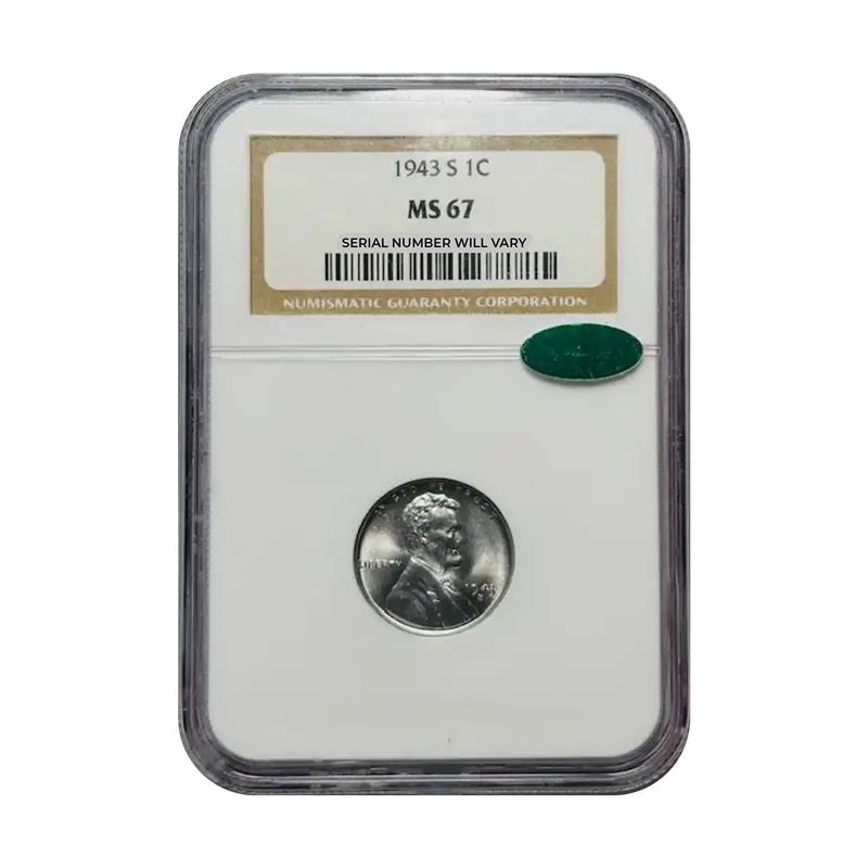 1943-S Lincoln Steel Cent - NGC MS67 CAC
