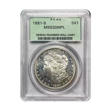 1881-S Morgan Silver Dollar - Old Green Holder - PCGS MS63 DMPL