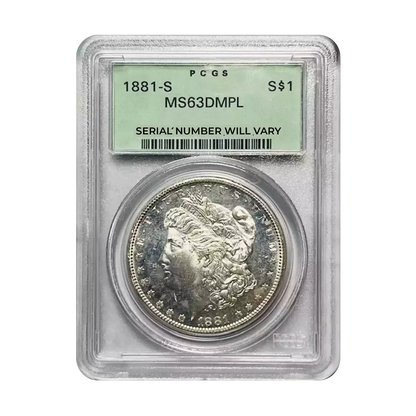 1881-S Morgan Silver Dollar - Old Green Holder - PCGS MS63 DMPL