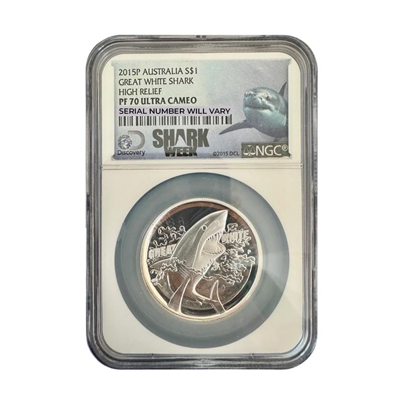 2015-P Australia Great White Shark - High Relief - NGC PF70 UCAM - CoinsTV