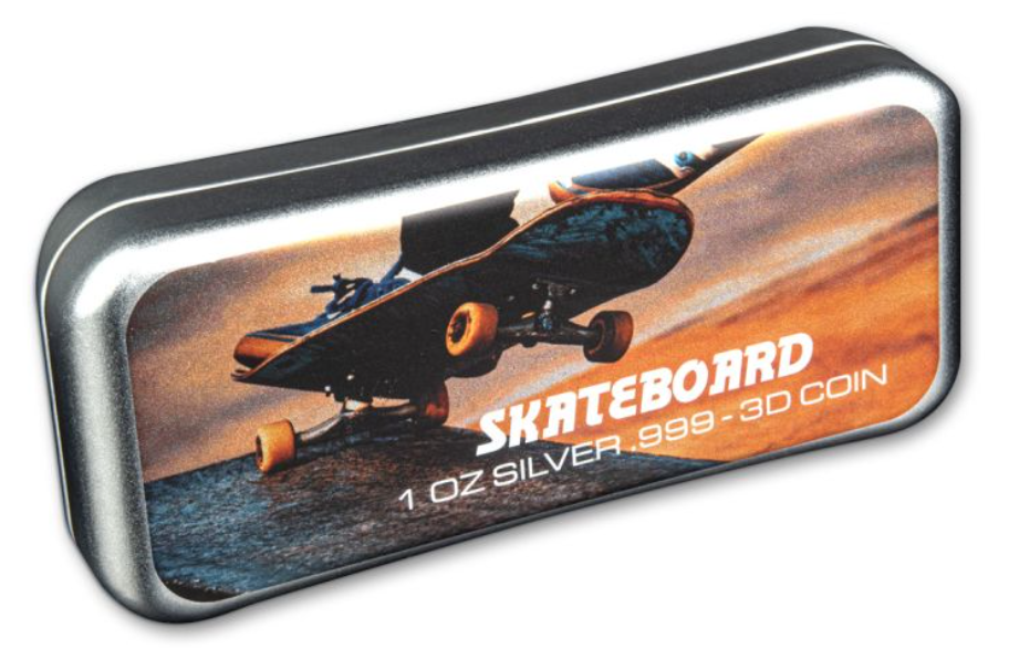 2023 Samoa 3D Skateboard - 1oz Silver Antiqued Movable Coin