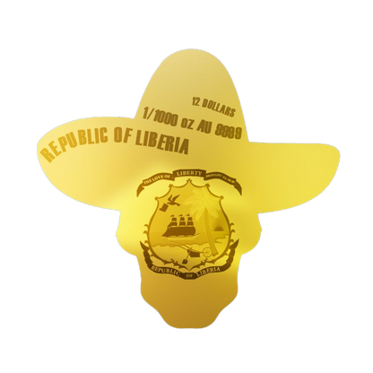 2026 Liberia Dia De Los Muertos Shaped 1/1000 oz Gold Coin in Card - CoinsTV