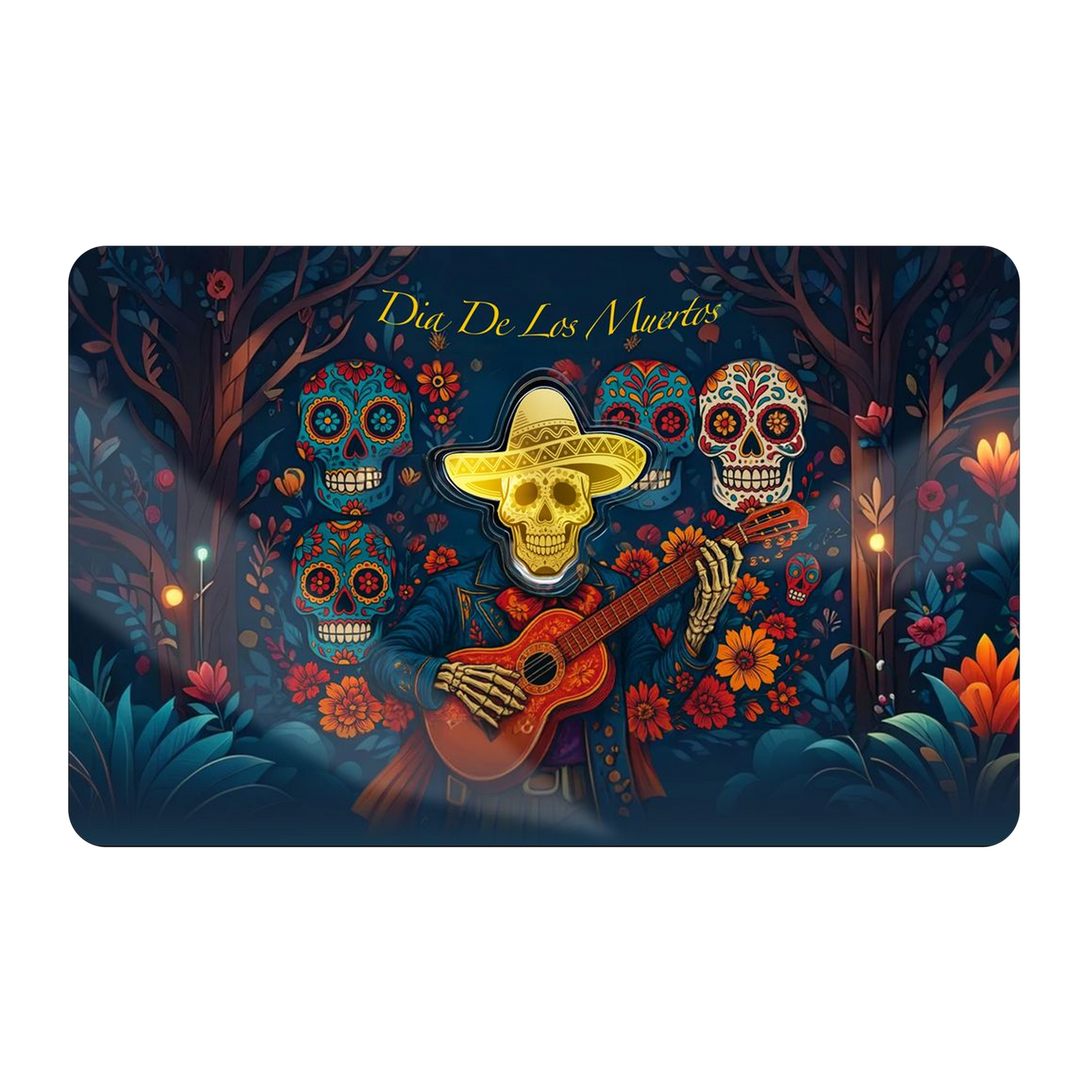 2026 Liberia Dia De Los Muertos Shaped 1/1000 oz Gold Coin in Card - CoinsTV
