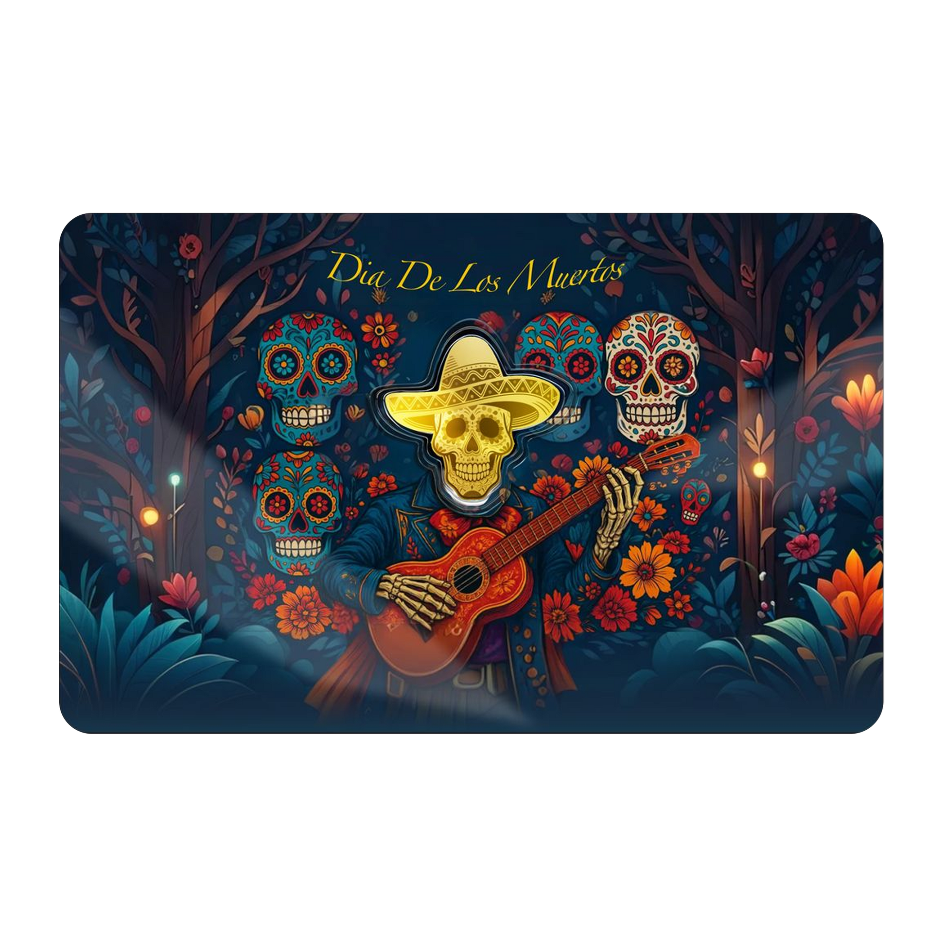 2026 Liberia Dia De Los Muertos Shaped 1/1000 oz Gold Coin in Card - CoinsTV