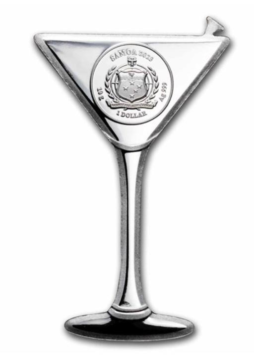 2023 Samoa 10 gram Silver Cocktail - Martini Shaped Coin - CoinsTV