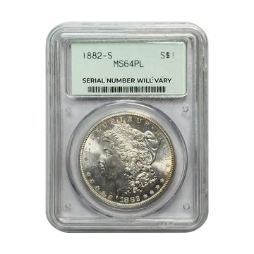 1882-S Morgan Silver Dollar San Francisco - PCGS MS64 PL Old Green Holder