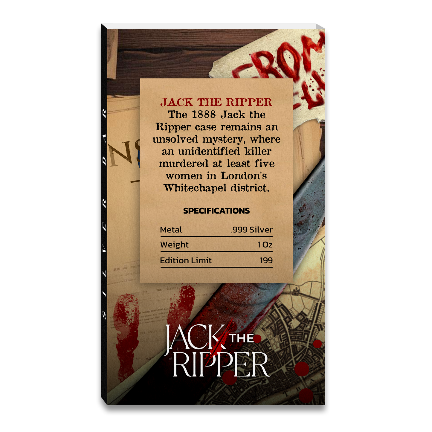 Serial Killer Series - Jack the Ripper 1 oz Silver Bar - CoinsTV