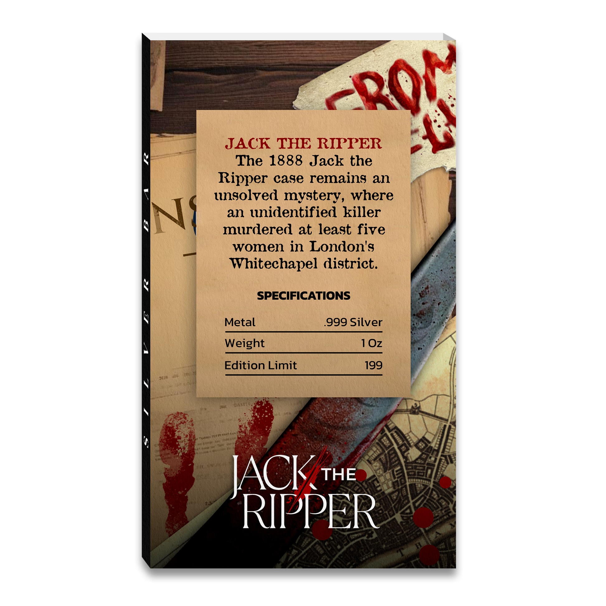 Serial Killer Series - Jack the Ripper 1 oz Silver Bar - CoinsTV