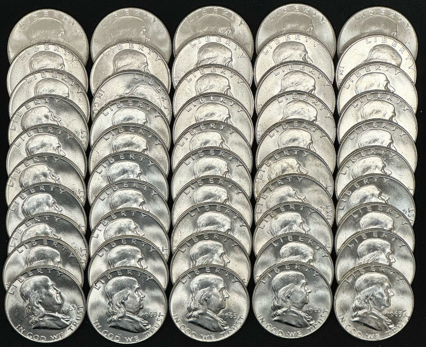 1963 Franklin Uncirculated Silver Half Dollar from an Original Bank Roll (Single Coin)