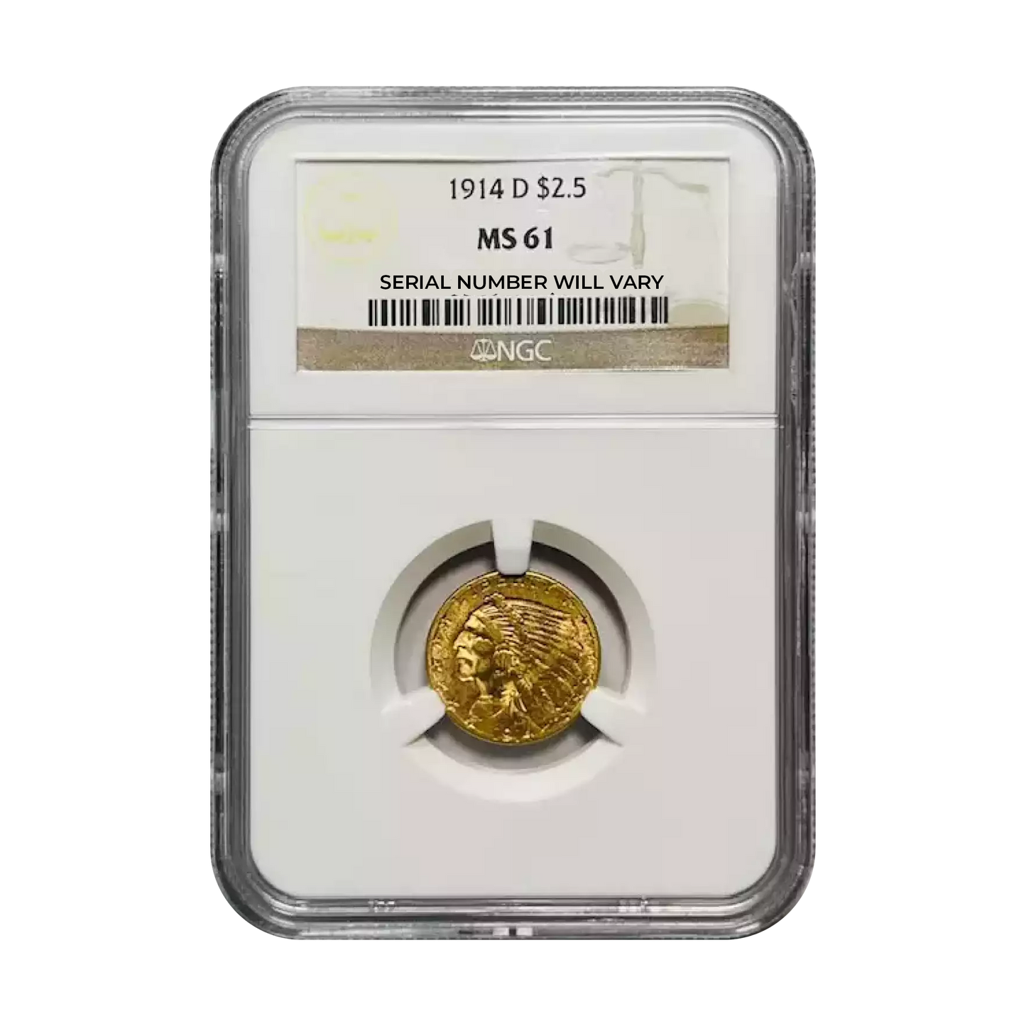 1914-D Gold Quarter Eagles $2 1/2 Indian Head - NGC MS61 - CoinsTV