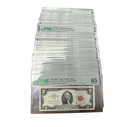 1963 $2 Legal Tender Note Granahan Dillon - PMG 65 Gem Uncirculated - CoinsTV