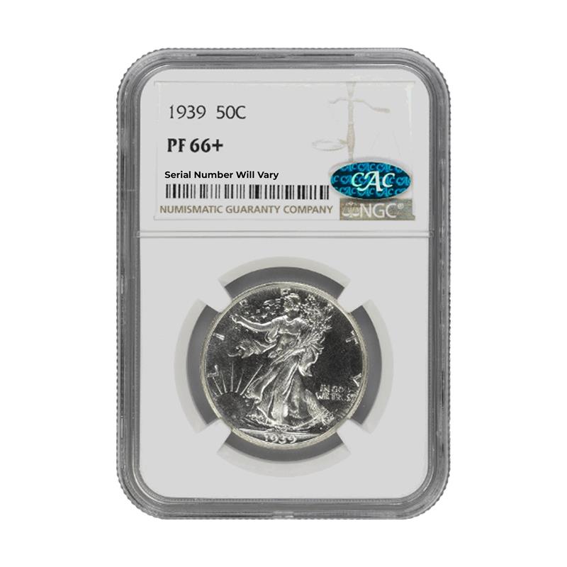 1939 Walking Liberty Silver Half Dollar - NGC PF66+ CAC - CoinsTV