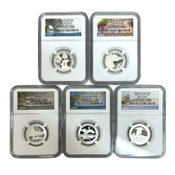 2018 Silver Quarter 5 pc Set - NGC PF70 Ultra Cameo - CoinsTV