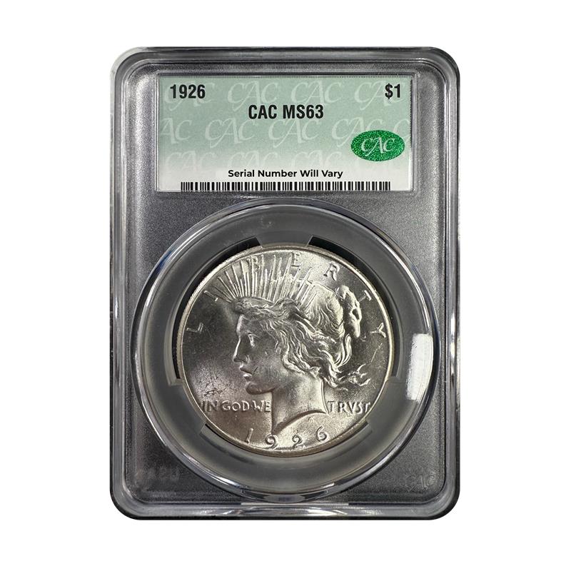 1926 Peace Dollar - CAC MS63 - CoinsTV