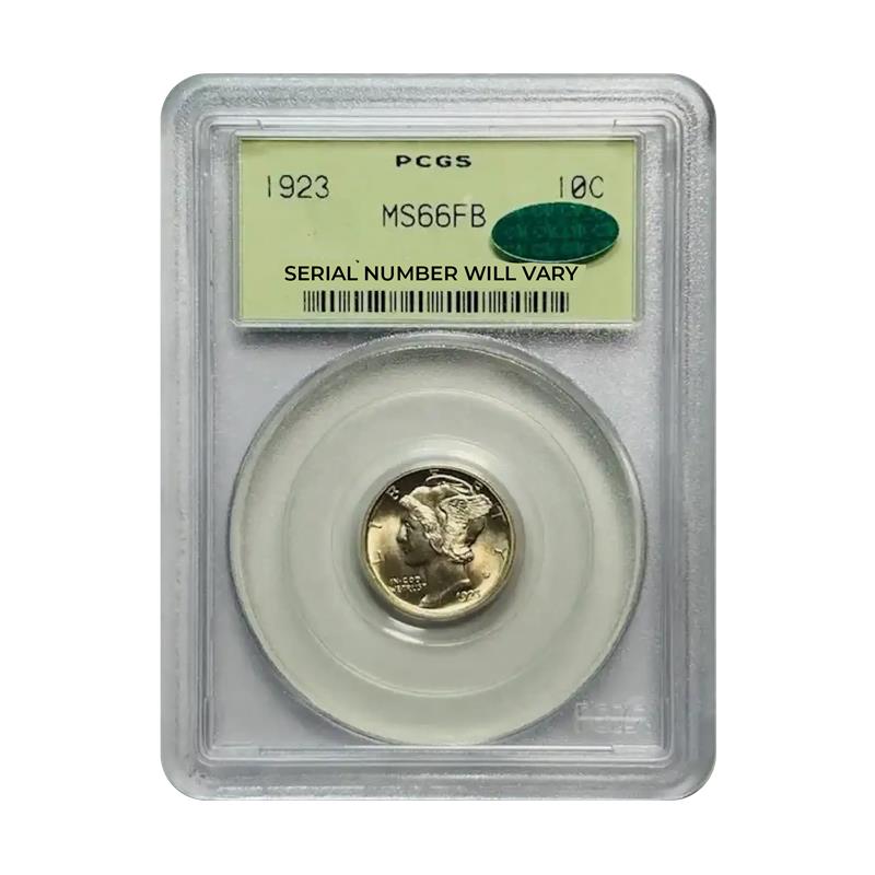 1923 Mercury Dime - PCGS MS66 FB Old Green Holder CAC - CoinsTV