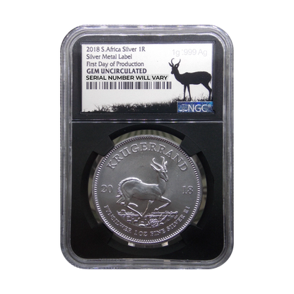 2018 South Africa Krugerrand 1 oz Silver - NGC GEM Uncirculated FDOP Precious Metal Label