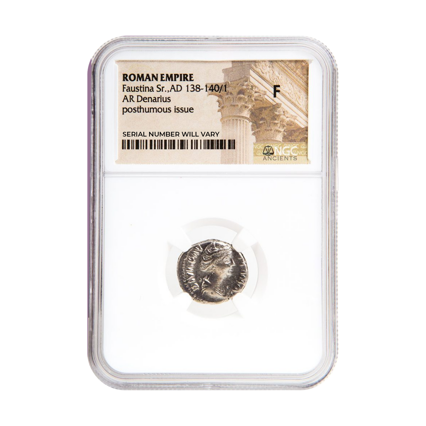 Ancient Roman Silver - Denarius of Faustina Sr. AD 138-140 - NGC F - CoinsTV
