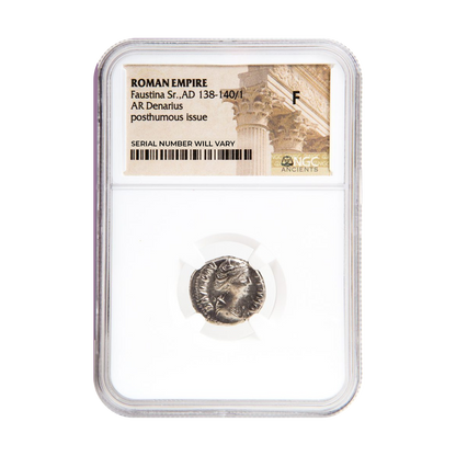 Ancient Roman Silver - Denarius of Faustina Sr. AD 138-140 - NGC F - CoinsTV