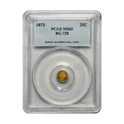 1873 25C Liberty Head Octagonal California Fractional Gold - PCGS MS65 BG-728 - CoinsTV