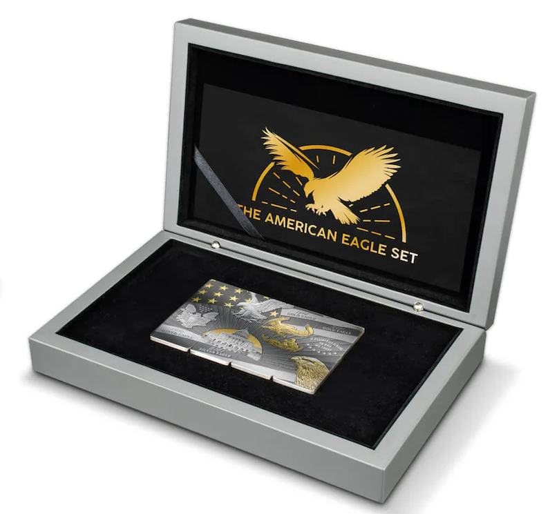 2023 Barbados American Eagle - 4 x 1 oz Ingot Silver Bar Coin Set - CoinsTV