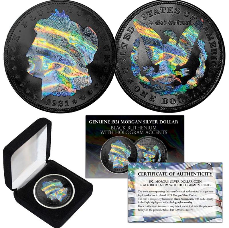1921 US Morgan Dollar Ruthenium Holo Edition SIlver Coin - CoinsTV