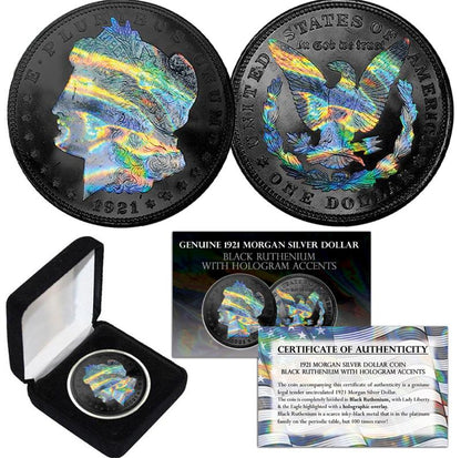 1921 US Morgan Dollar Ruthenium Holo Edition SIlver Coin - CoinsTV