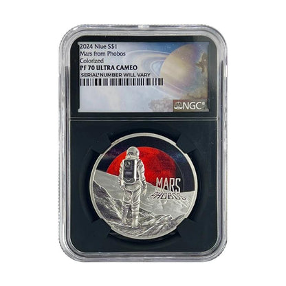 2024 Niue Mars from Phobos 1 oz Silver Coin - NGC PF70 UCAM Galaxy Label - CoinsTV