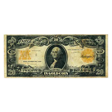 1906 $20 Gold Certificate Currency Note VF