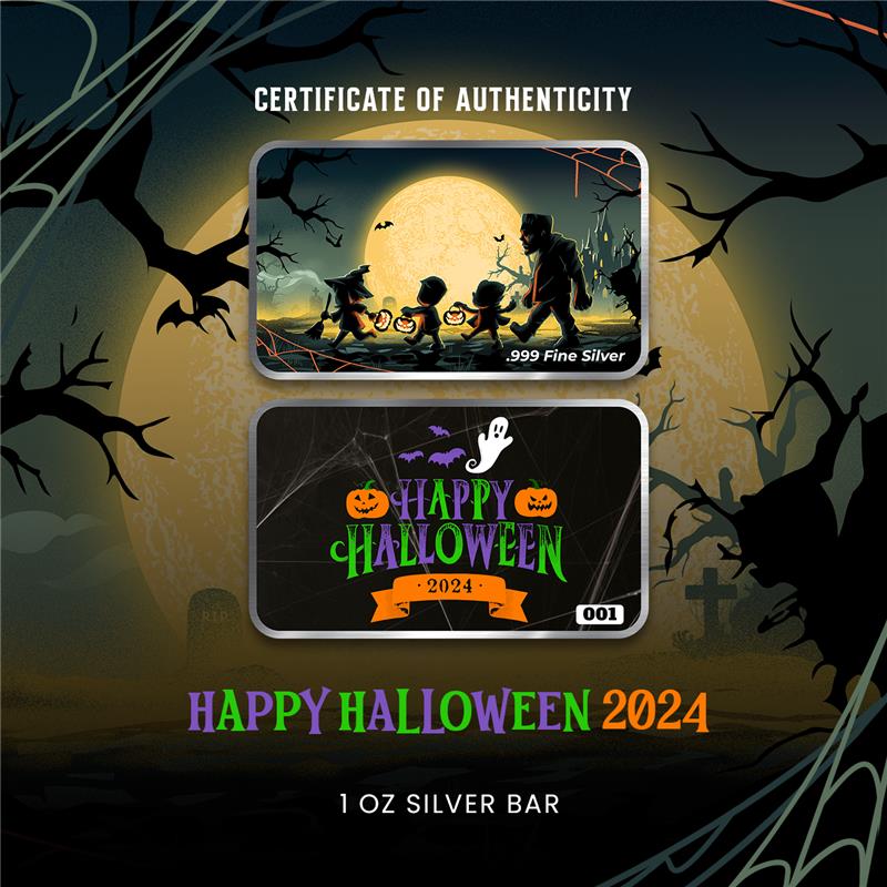2024 Chromatics Happy Halloween 1 oz Silver Bar - CoinsTV