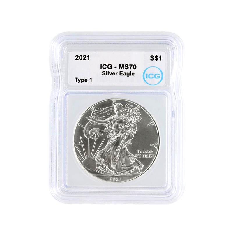 2021 Silver Eagle - Type 1 - ICG MS70 - CoinsTV