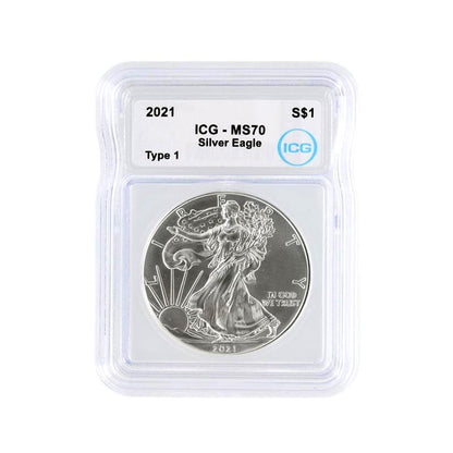 2021 Silver Eagle - Type 1 - ICG MS70 - CoinsTV
