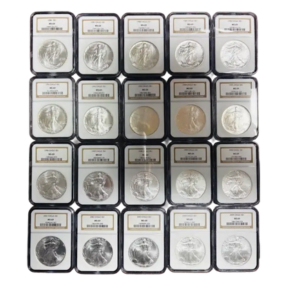 1986-2005 Silver Eagles NGC MS69 20 Coin Set