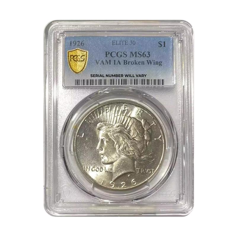 1926 Peace Silver Dollar Philadelphia - PCGS MS63 VAM 1A Broken Wing - CoinsTV