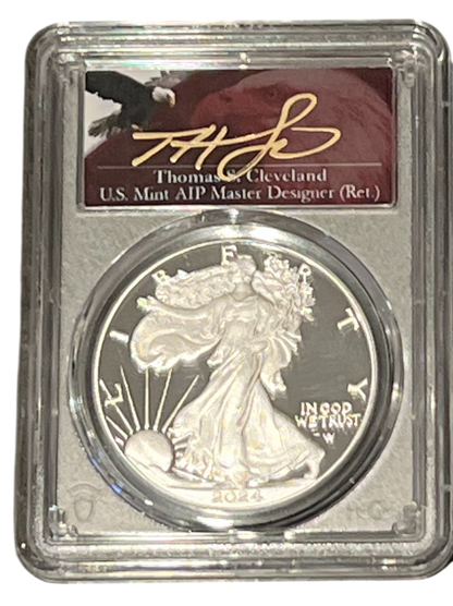 2024-W Silver Eagle - Advance Release & Cleveland Signature - PCGS PR70 DCAM - CoinsTV