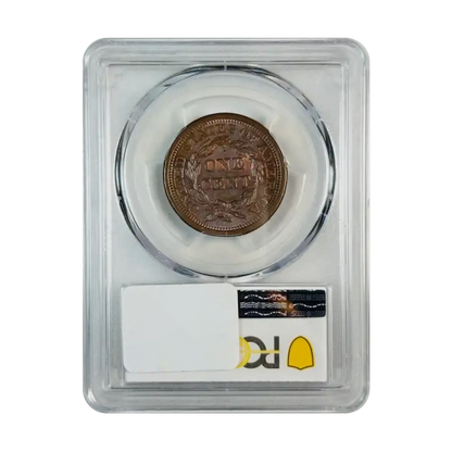 1855 Braided Hair Cent N-10 Slanted 55 - PCGS MS64 BN - CoinsTV