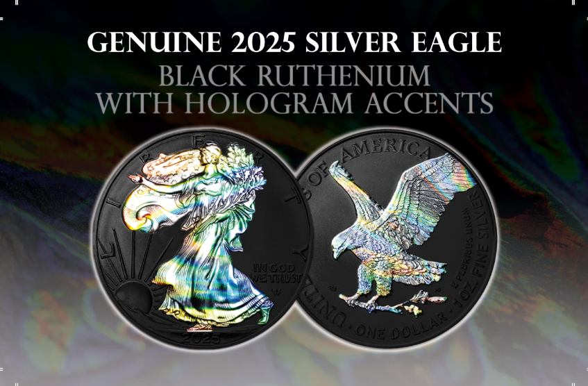 2025 U.S. Eagle Black Ruthenium Holo Edition 1 oz Silver Coin - CoinsTV