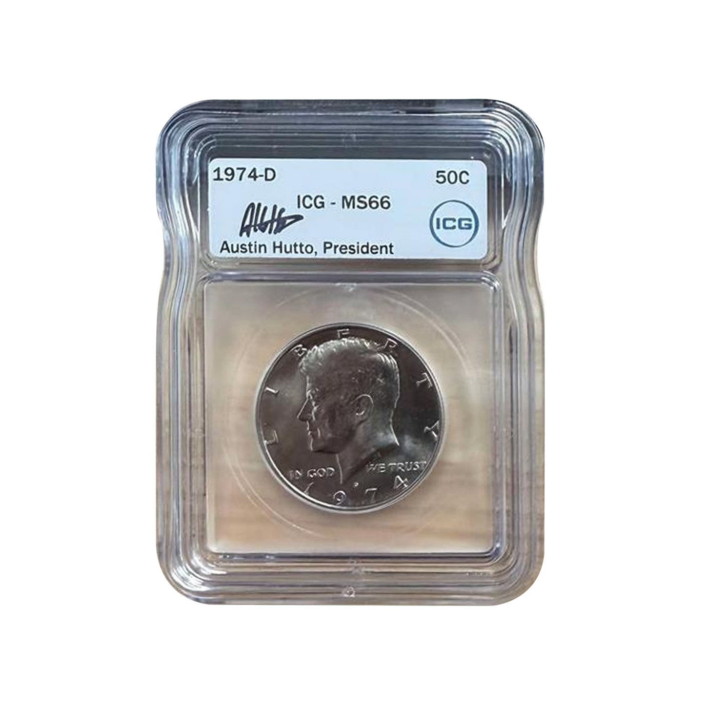 1974-D Kennedy Half Dollar Denver - ICG MS66 Austin Hutto Sign