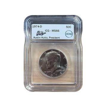 1974-D Kennedy Half Dollar Denver - ICG MS66 Austin Hutto Sign