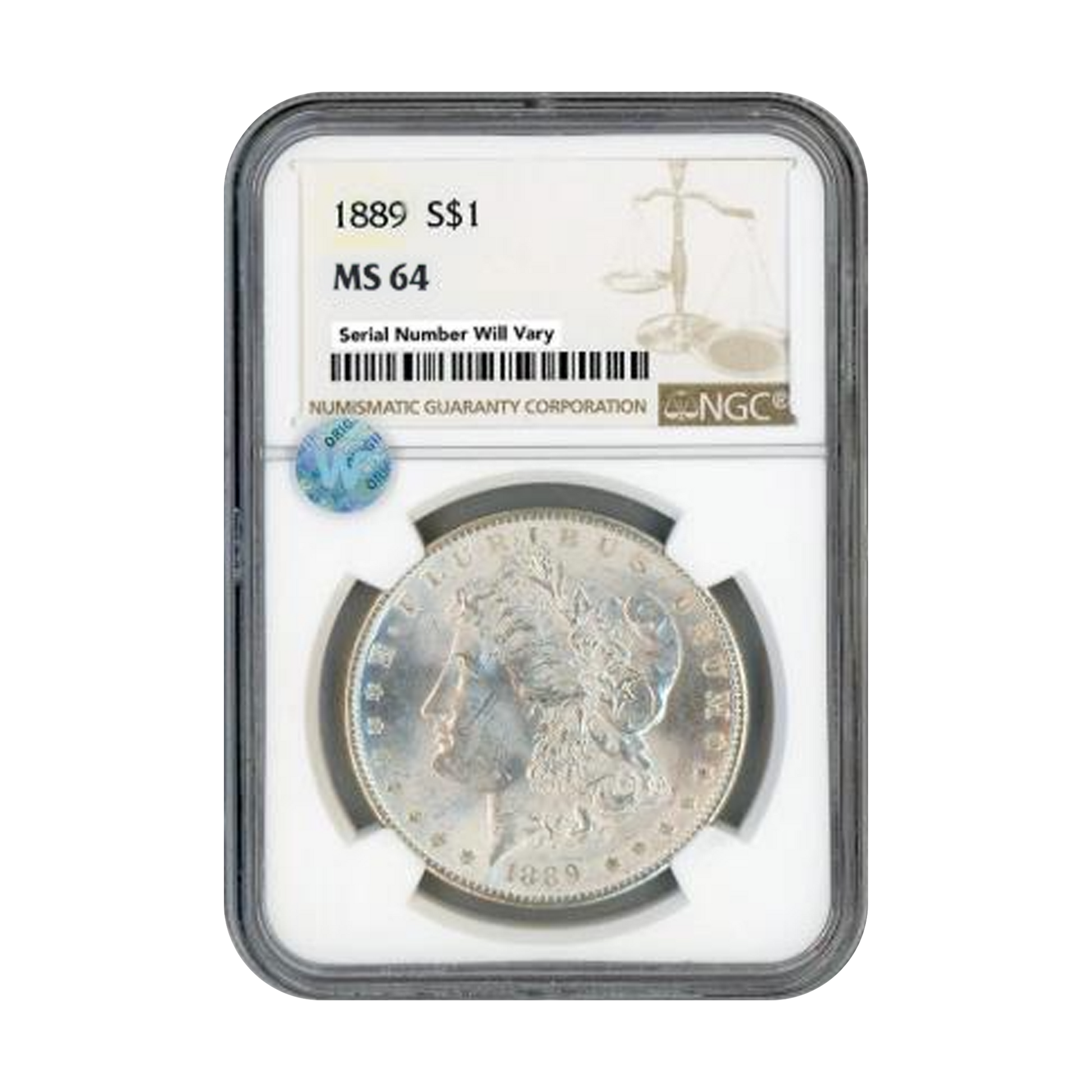 1889 Morgan Silver Dollar Philadelphia - NGC MS64 Sight White - CoinsTV