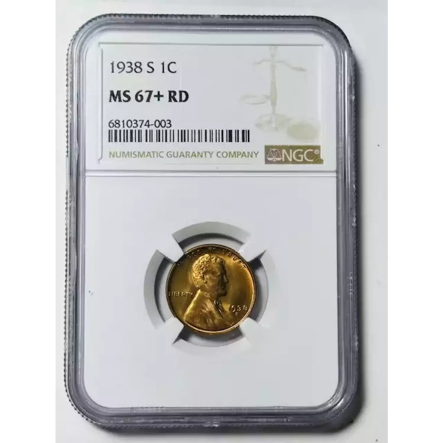 1938-S Lincoln Cent NGC MS67+ RD - CoinsTV