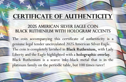 2025 U.S. Eagle Black Ruthenium Holo Edition 1 oz Silver Coin - CoinsTV