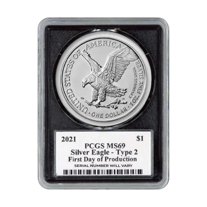 2021 Silver Eagle - Black Frame Type 2 - PCGS MS69 Damstra Signature FDOP - CoinsTV