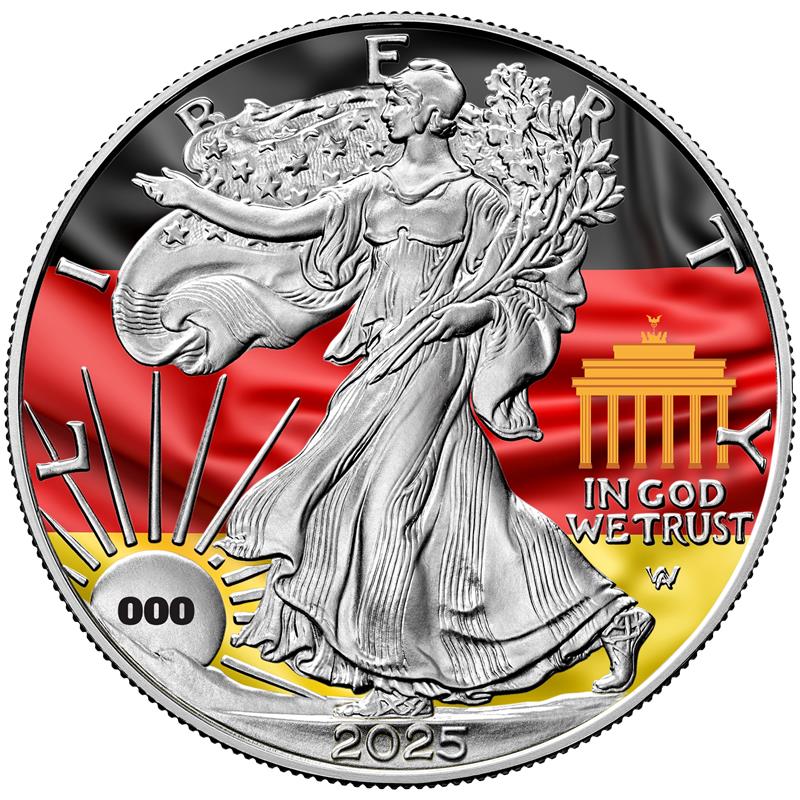 2025 Flags of the World Silver Eagle - Germany - First Edition - CoinsTV