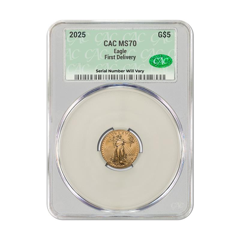 2025 $5 Gold Eagle - CAC MS70 First Delivery - CoinsTV